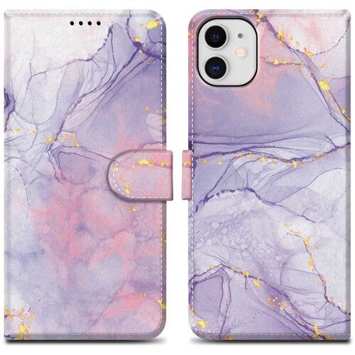 Cadorabo Ohi&amp;scaron;je, združljiv z Apple - Design Pink Purple Marmor &amp;scaron;t. 5 - Za&amp;scaron;čitni pokrov z magnetnim zapiranjem, funkcijo stojala in režo za kartico, (20553502) Slike