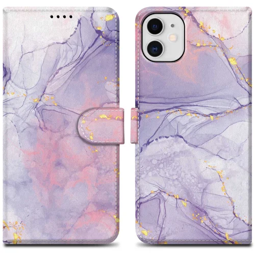 Cadorabo Ohišje, združljiv z Apple - Design Pink Purple Marmor št. 5 - Zaščitni pokrov z magnetnim zapiranjem, funkcijo stojala in režo za kartico, (20553502)