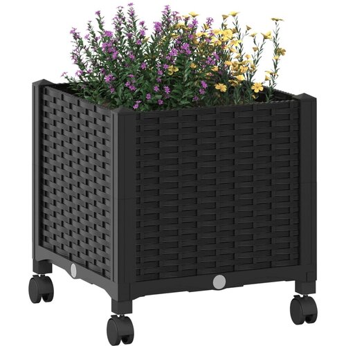  Vrtni saksija s kotačima Crna 40 x 40 x 44 cm PP - Crna 40 x 40 x 38 cm s kotačima Slike