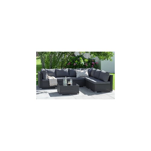 Lounge modularna ba&amp;scaron;tenska garnitura 6 osoba crna Slike
