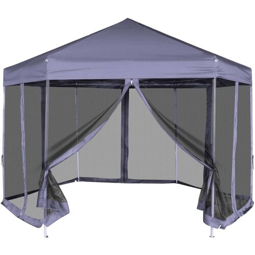 vidaXL Šestkoten Pop-Up šotor s 6 stranicami temno moder 3,6x3,1 m Cene
