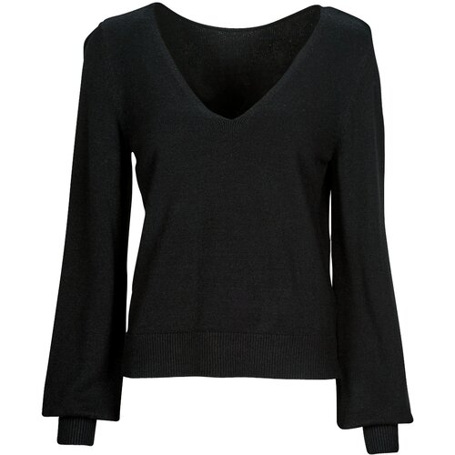 Vila Puloverji VIRIL REV V-NECK L/S TOP Črna Cene