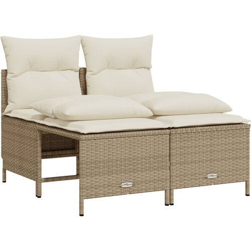  5-dijelni vrtni set sofa s jastucima bež od poliratana 204 x 55 x 70 cm Slike