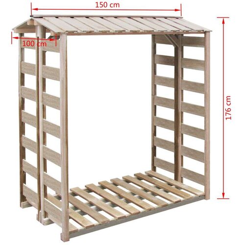  Spremište za drva 150 x 90 x 176 cm od impregnirane borovine Cijene