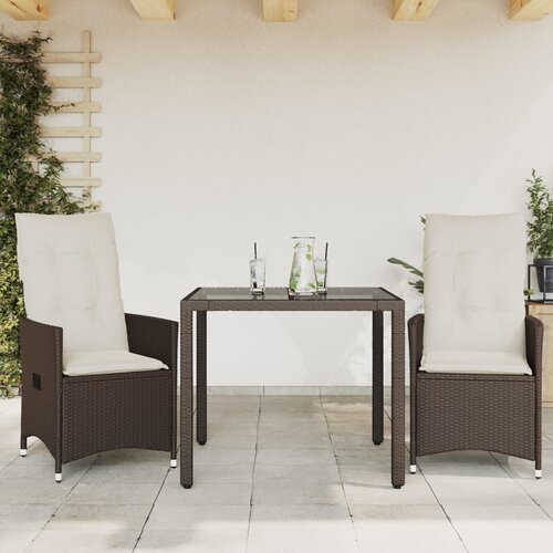  3-dijelni bistro set s jastucima smeđi od poliratana Smeđa 90 x 90 x 75 cm Slike