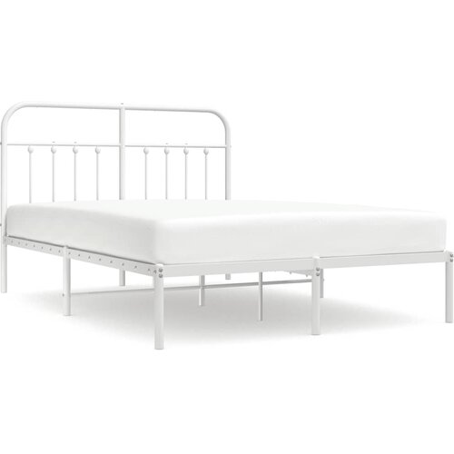  Metalni okvir za krevet s uzglavljem bijeli 140 x 190 cm Slike