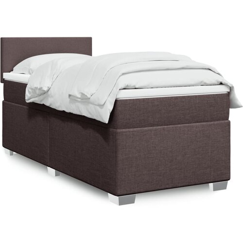 VidaXL Box spring postelja z vzmetnico temno rjava 90x200 cm blago Slike