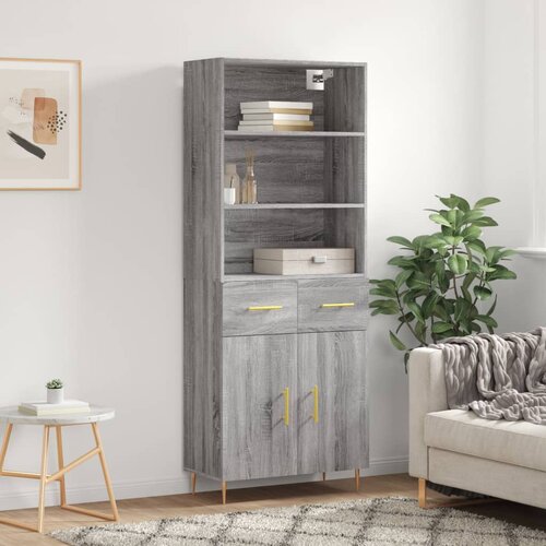The Living Store Visoka komoda siva sonoma 69,5x34x180 cm inženirski les - Visoka Omara, (21429208) Cene