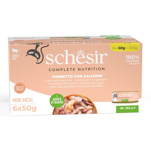  Ekonomično pakiranje Schesir Complete Nutrition fileti u želeu 24 x 50 g - Tuna s lososom Cijene