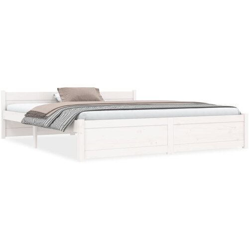 The Living Store Posteljni okvir bel iz trdnega lesa 160x200 cm - Posteljni Okvir, (21526131) Slike