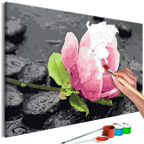  Slika za samostalno slikanje - Pink Flower and Stones 60x40 Slike