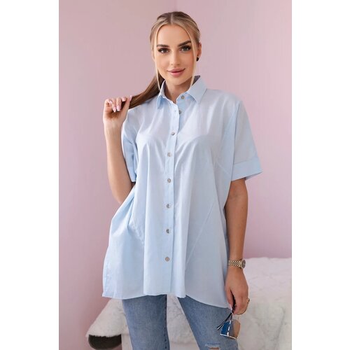 Kesi Short-sleeved cotton shirt blue Slike