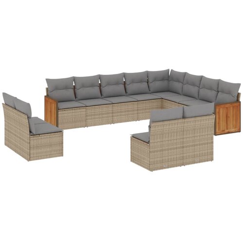  12-dijelni set vrtnih sofa od poliratana s jastucima bež Slike