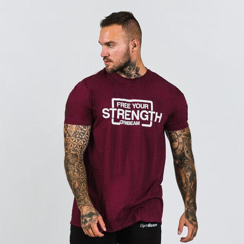 GymBeam muška majica Free Your Strength Maroon White Slike