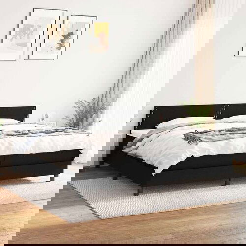  Krevet s oprugama i madracem crni 200x200 cm od tkanine Cijene