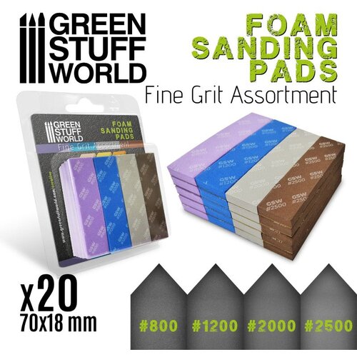 Green Stuff World FOAM Sanding Pads Fine Grit Assortment Pack x20 | Brusni sunđeri fini set 20 kom Cene