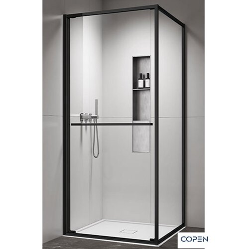 Copen Tu&scaron; kabina C-02-B43K8001V Atlas Pro 1V mat crni ram 80x80x200cm providno staklo 6mm Cene