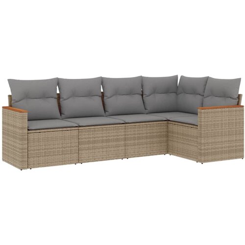  5-dijelni set vrtnih sofa s jastucima bež od poliratana Slike
