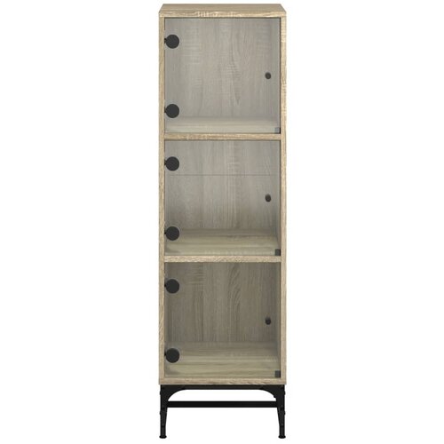  Visoka komoda sa staklenim vratima boja hrasta 35 x 37 x 120 cm Slike
