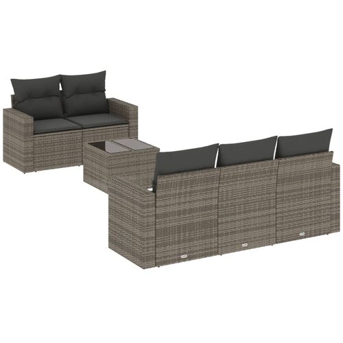  6-dijelni set vrtnih sofa od poliratana s jastucima sivi Slike