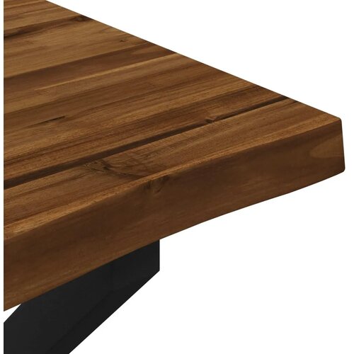  Stol za blagovanje s prirodnim rubom 140 x 80 x 75 cm Prirodna - Prirodna i crna 140 x 80 x 75 cm Živi rub Slike