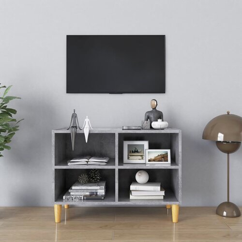TV ormarić s nogama od masivnog drva boja betona 69,5x30x50 cm Cene