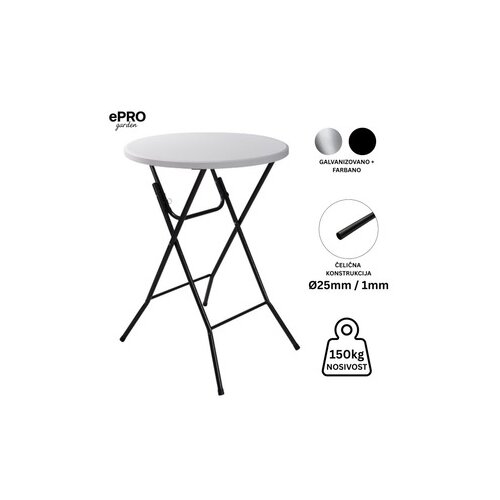  EPRO sklopivi ba&scaron;tenski barski sto &Oslash;80 110cm, metal-plastika Cene