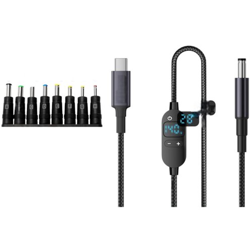 INF USB-C na DC 140W PD3.1 nastavljiv kabel za polnjenje 1,5 m z digitalnim zaslonom in 8 konicami, (5000276682) Slike