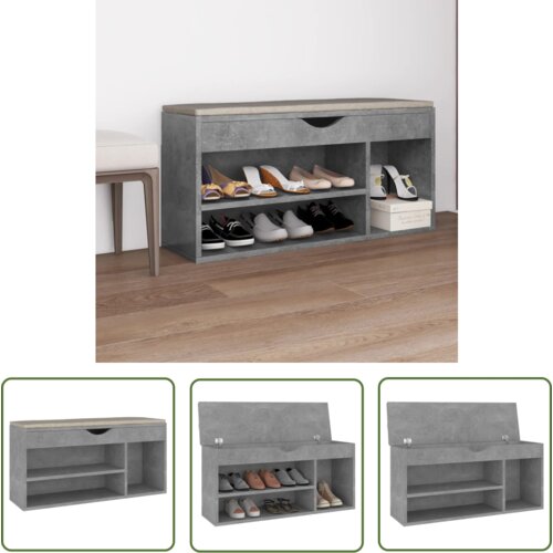 The Living Store Klop za čevlje z blazino betonsko siva 104x30x49 cm inžen. les - Klop Za Čevlje, (21744387) Cene