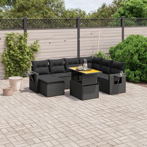 vidaXL 8-dijelni set vrtnih sofa od poliratana s jastucima crni Cijene