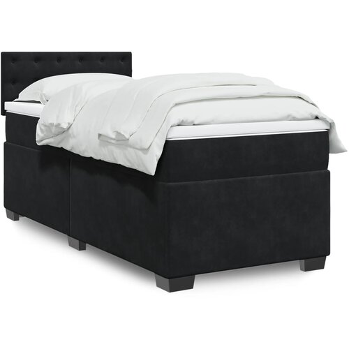 vidaXL Box spring postelja z vzmetnico črna 90x200 cm žamet Cene