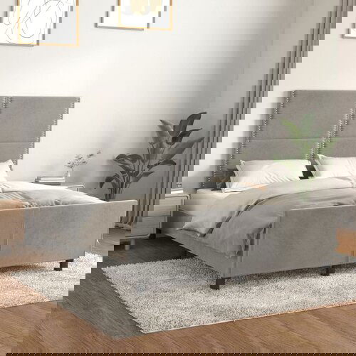 The Living Store Posteljni okvir z vzglavjem svetlo siv 140x190 cm žamet - Posteljni Okvir Z Vzglavjem, (21490326) Slike