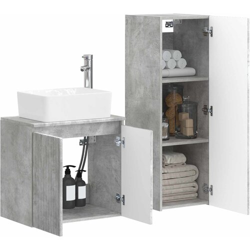  Set namje&amp;scaron;taja za kupaonicu 2 kom. Betonska siva 33 x 34.5 x 100 cm Slike