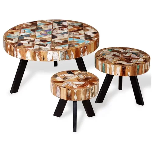  3-delni komplet klubskih mizic trpredelan les