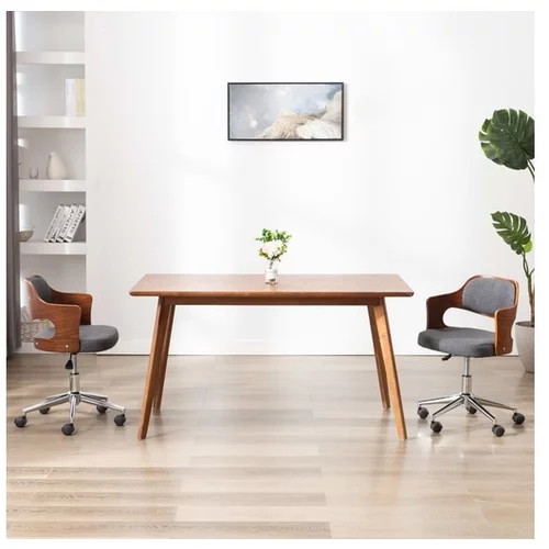  Vrtljiv pisarniški stol siv ukrivljen les in blago