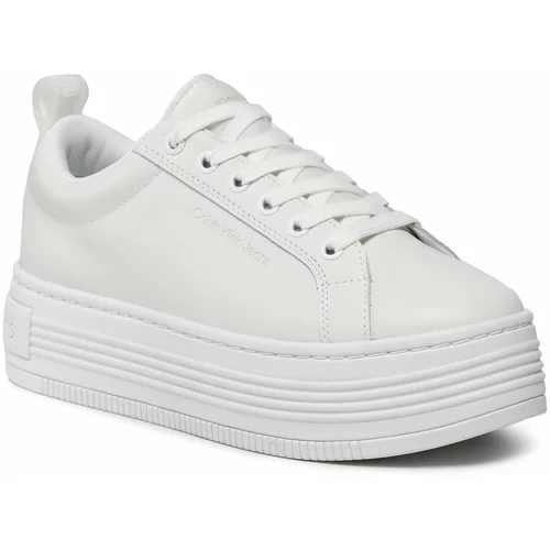 Calvin Klein Jeans Superge Bold Flatf Low Laceup Lth In Lum YW0YW01309 Triple Bright White 0K4