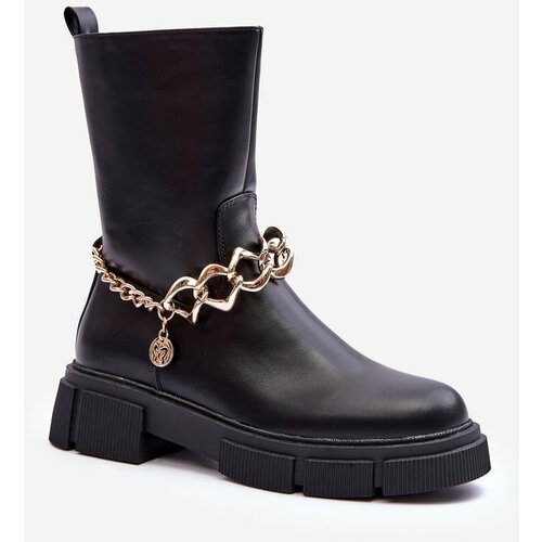Kesi Leather boots with black Pugen chain Slike