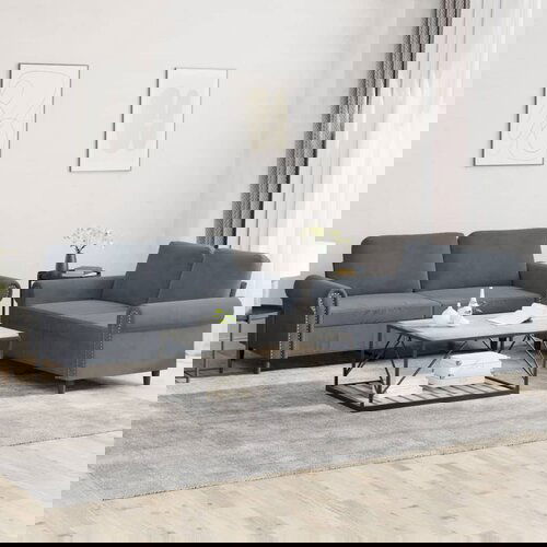 VidaXL 2-dijelni set sofa s jastucima tamnosivi bar&amp;scaron;unasti Slike