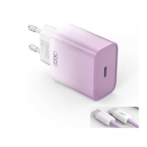 XO wall charger ce18 pd 30w 1x usb-c purple-white + cable usb-c - usb-c ( GSM176797 ) Slike