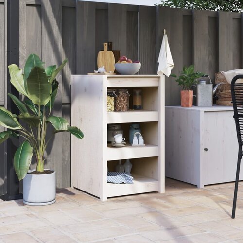  The Living Store Zunanja kuhinjska omarica bela 55x55x92 cm trdna borovina - Zunanja Kuhinjska Omarica, (21501785) Cene