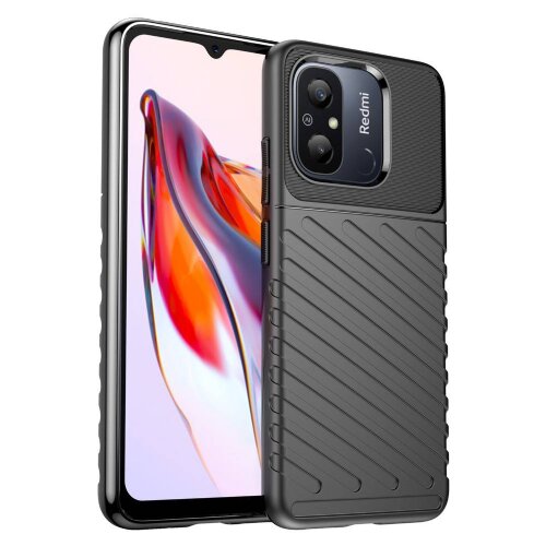 Onasi silikonski ovitek tunder armor za xiaomi redmi 12C - črn Slike