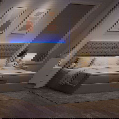  Otomanski okvir kreveta s madracima smeđesivi 200x200cm tkanine Cene