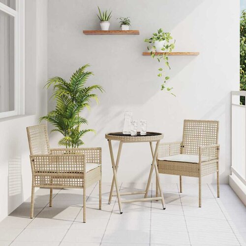 Bistro set za vrt 3 pcs Bež poliratan Cene