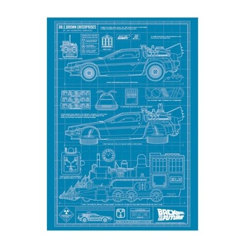 Fanattik Back to the Future Time Machine Blueprint Art Print ( 070957 ) Cene