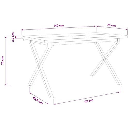  Stol za blagovanje s prirodnim rubom 140 x 70 x 75 cm Prirodna - Prirodna i crna 140 x 70 x 75 cm Živi rub Slike