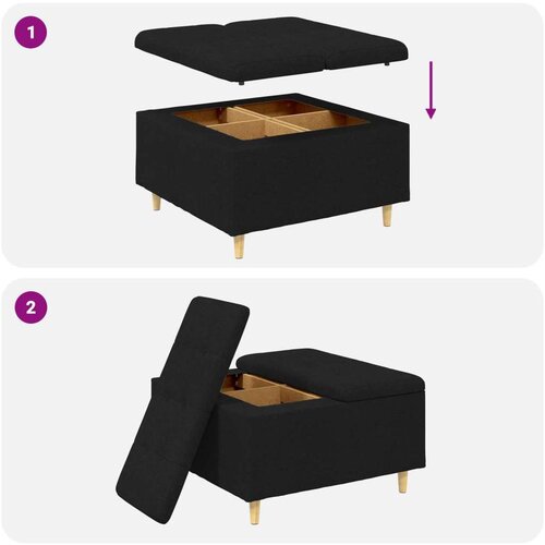  Stolica s dugmadi s jastukom Crna 80 x 80 x 45 cm tkanina Slike