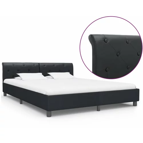 vidaXL posteljni okvir črno umetno usnje 160x200 cm