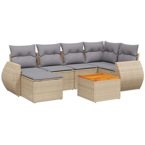 vidaXL 7-dijelni set vrtnih sofa od poliratana s jastucima bež Cijene