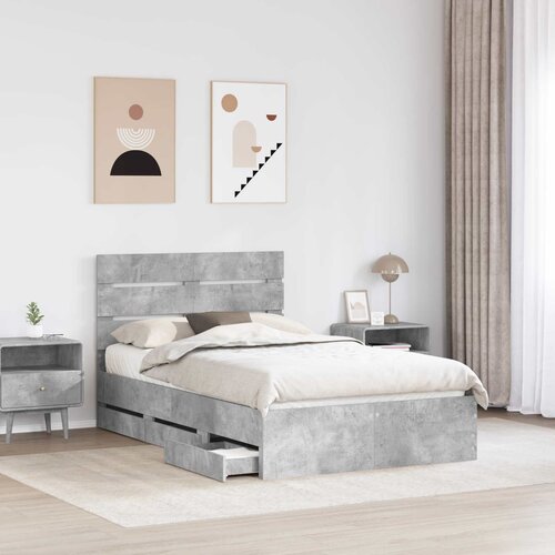  Krevetna konstrukcija s ladicama Betonski sivi 135 x 190 cm Siva 196 x 138 x 100 cm Slike
