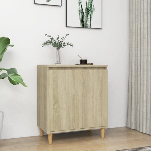 VidaXL Komoda s nogama od masivnog drva boja hrasta 60x35x70cm iverica Slike